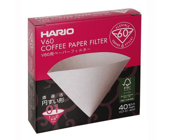 HARIO Бумажные фильтры белые для воронок (40шт) VCF-01-40W