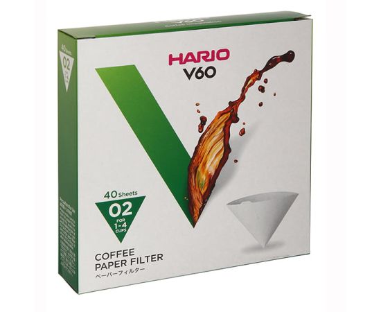 HARIO Фильтры бумажные белые для воронок (40шт) картонная коробка VCF-02-40W