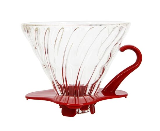 Воронка Hario VDG-02R V60 Glass Dripper 02 Red, стеклянная