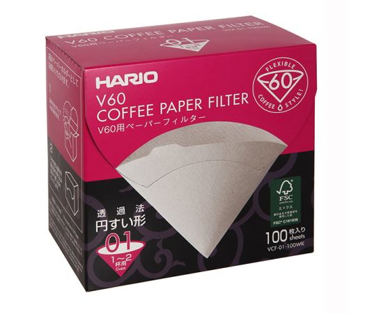 Фильтры бумажные для воронок Hario VCF-01-100WK (100 шт) картонная коробка