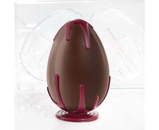 Форма д/шок. 3D "Яйцо фигурное с подставкой" d100мм h150мм, 2 ячейки, 210гр, пластик 20U501