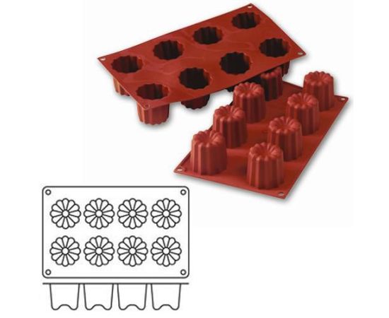 Форма силик. д/зам. и вып. "Цветы" d55мм 50мм, 8 ячеек SF050/N