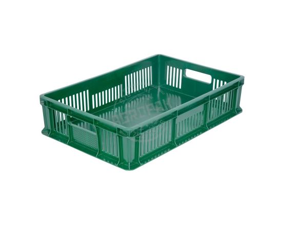 Ящик овощной 600х400х140мм, комбинированный, объем 27л, п/э, цвет зеленый TR 405.02