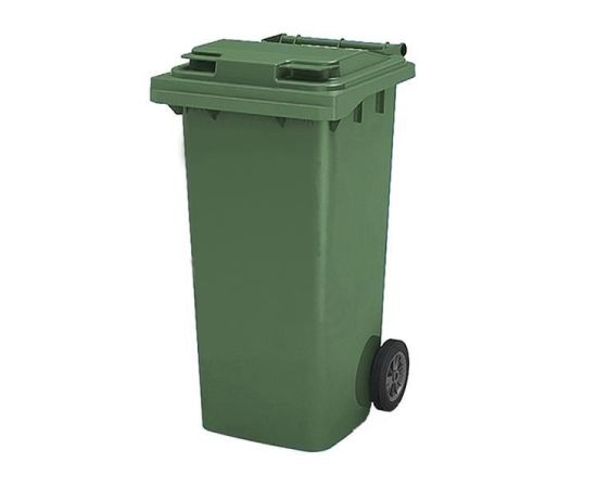 Бак для мусора 120л, с крышкой, на колесах, п/э, цвет зеленый 23.C29 green