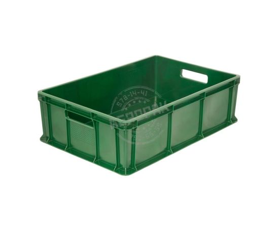 Ящик овощной 600х400х180мм, сплошной, объем 35л, п/э, цвет зеленый TR 706.03